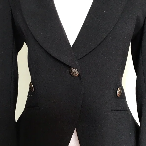 Union of Angels Black 100% Wool Fitted Blazer S - Picture 2 of 7